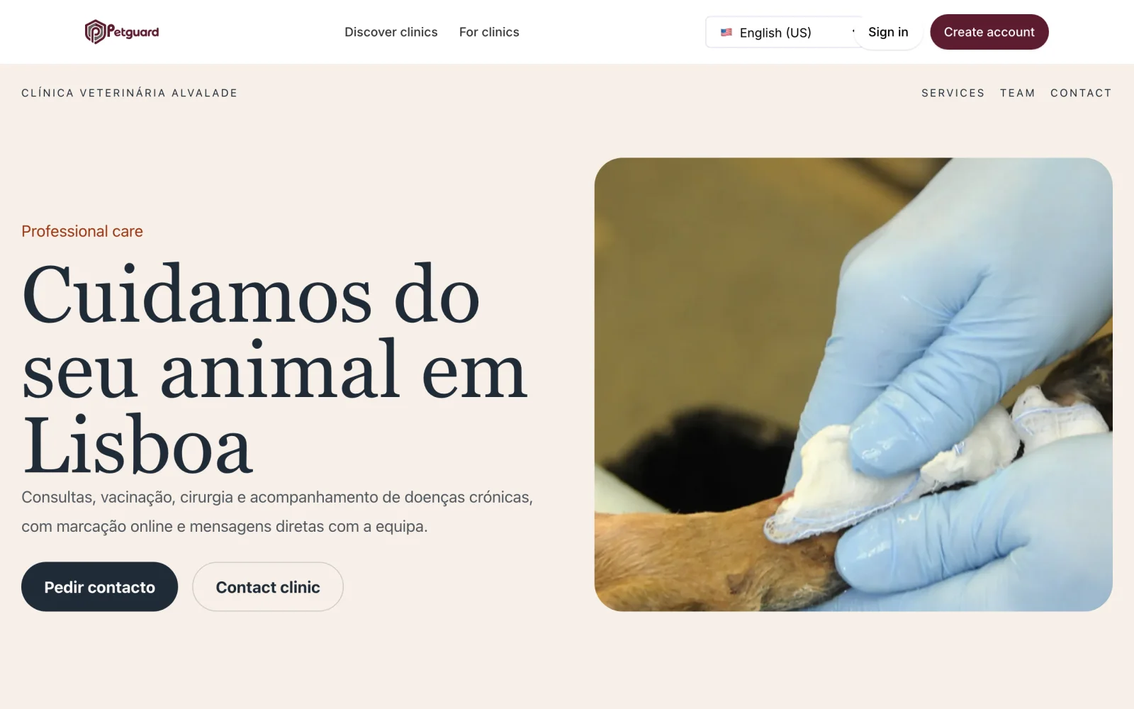 A clinic's public page