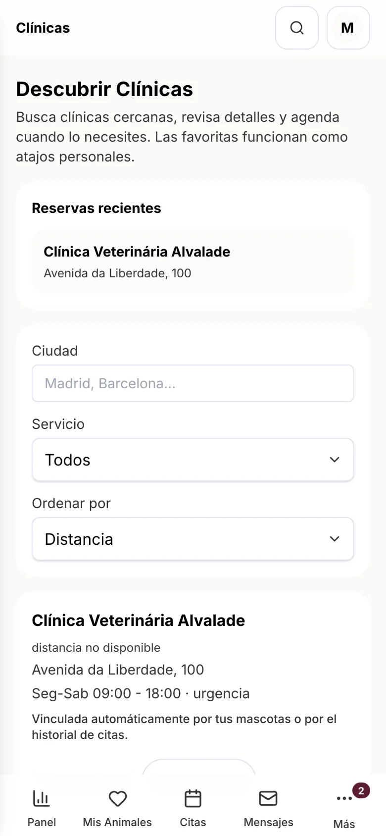 Área del tutor en el móvil: próxima cita, animales y vacunas