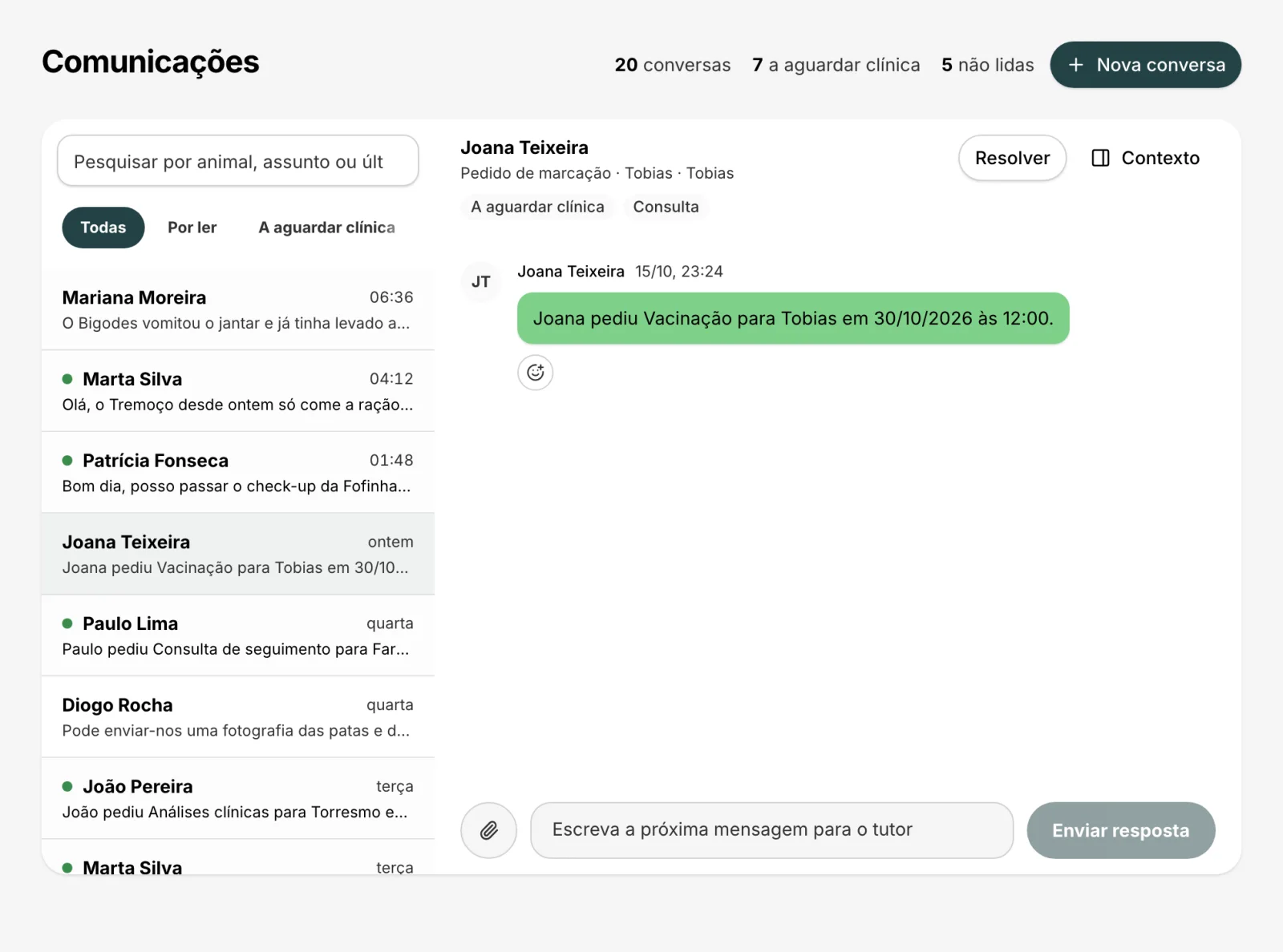 Campanha agendada e notificação ao tutor