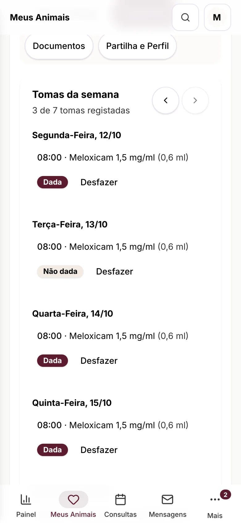 Receita digital enviada ao tutor